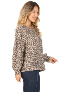 Puff Sleeve Leopard Print Sweater
